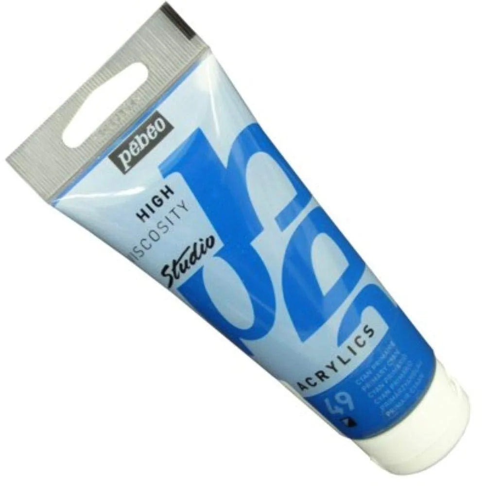PINTURA ACRILICA PEBEO STUDIO ACRYLICS 100 ML 049 CYAN PRIMARIO OPACO 111049