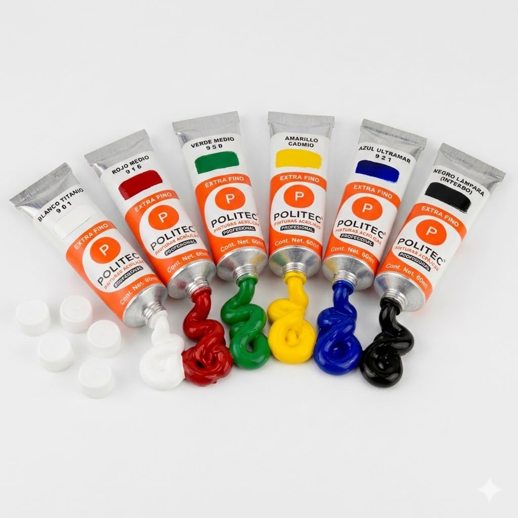 PINTURA ACRILICA POLITEC L-900 SET 6 COLORES 60ML 22269