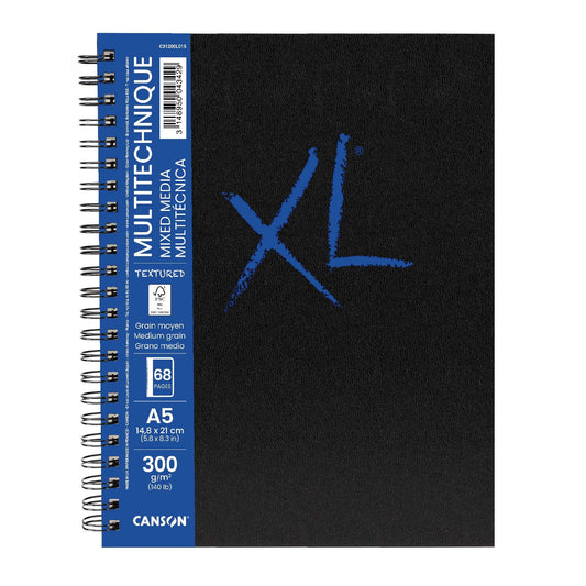 CUADERNO CANSON BOOK XL MIX MEDIA TEXTURED 14.8X21CM A5 300G. 68H 73704