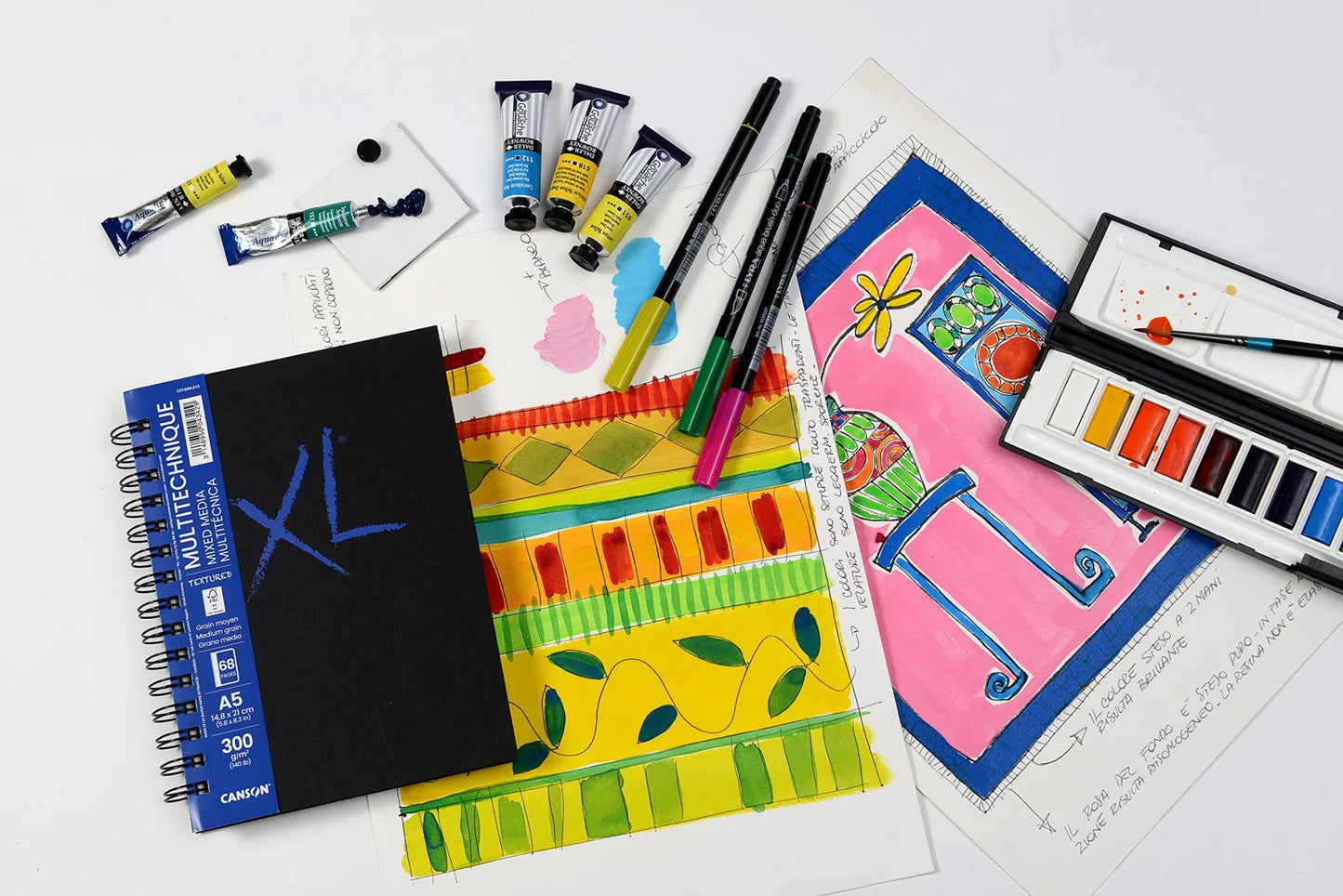 CUADERNO CANSON BOOK XL MIX MEDIA TEXTURED 14.8X21CM A5 300G. 68H 73704