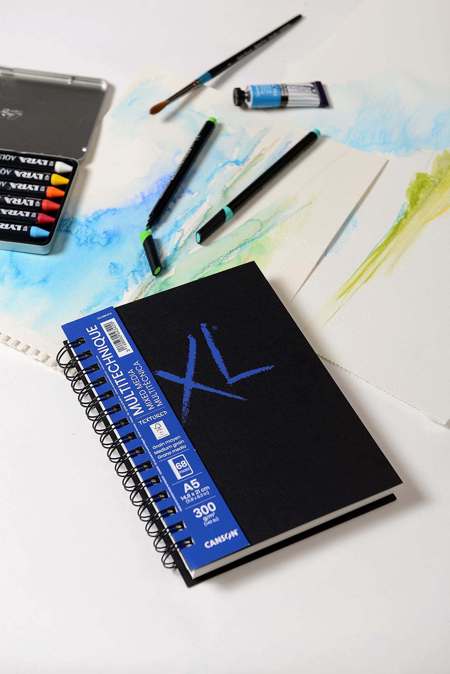 CUADERNO CANSON BOOK XL MIX MEDIA TEXTURED 14.8X21CM A5 300G. 68H 73704
