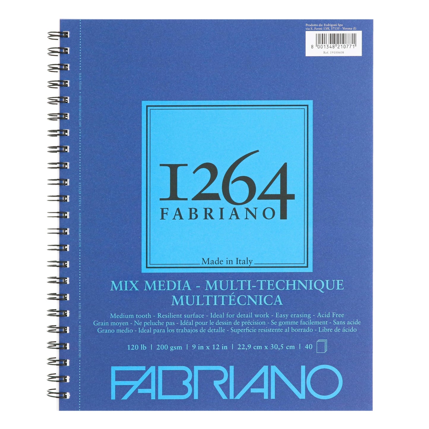 BLOCK FABRIANO 1264 MIXED MEDIA ESPIRAL 40H 9X12 200G 557608