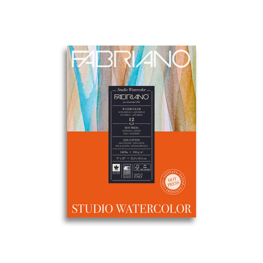 BLOCK FABRIANO WATERCOLOUR HOT PRESSED 12H 22.9x30.5CM G300 558041