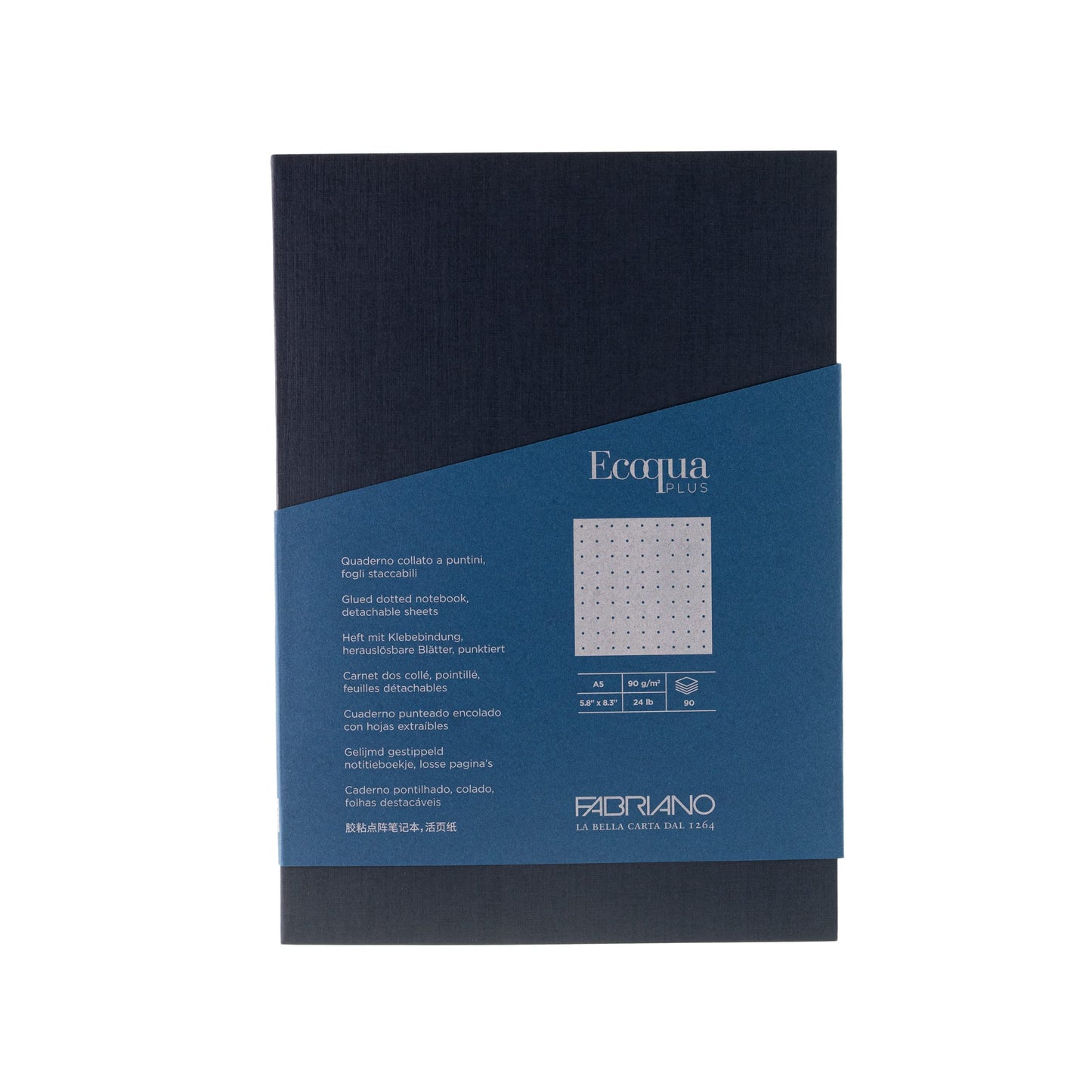 BLOCK FABRIANO ECOQUA PLUS GLUED A5 DOTS DARK BLUE 90 HOJAS 90G 561104