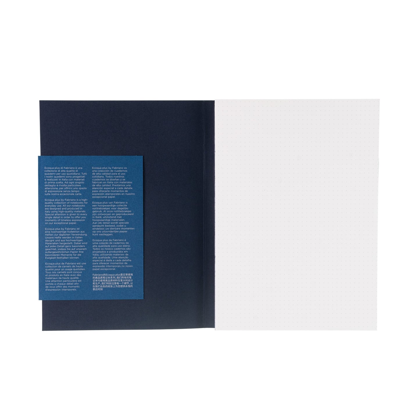 BLOCK FABRIANO ECOQUA PLUS GLUED A5 DOTS DARK BLUE 90 HOJAS 90G 561104