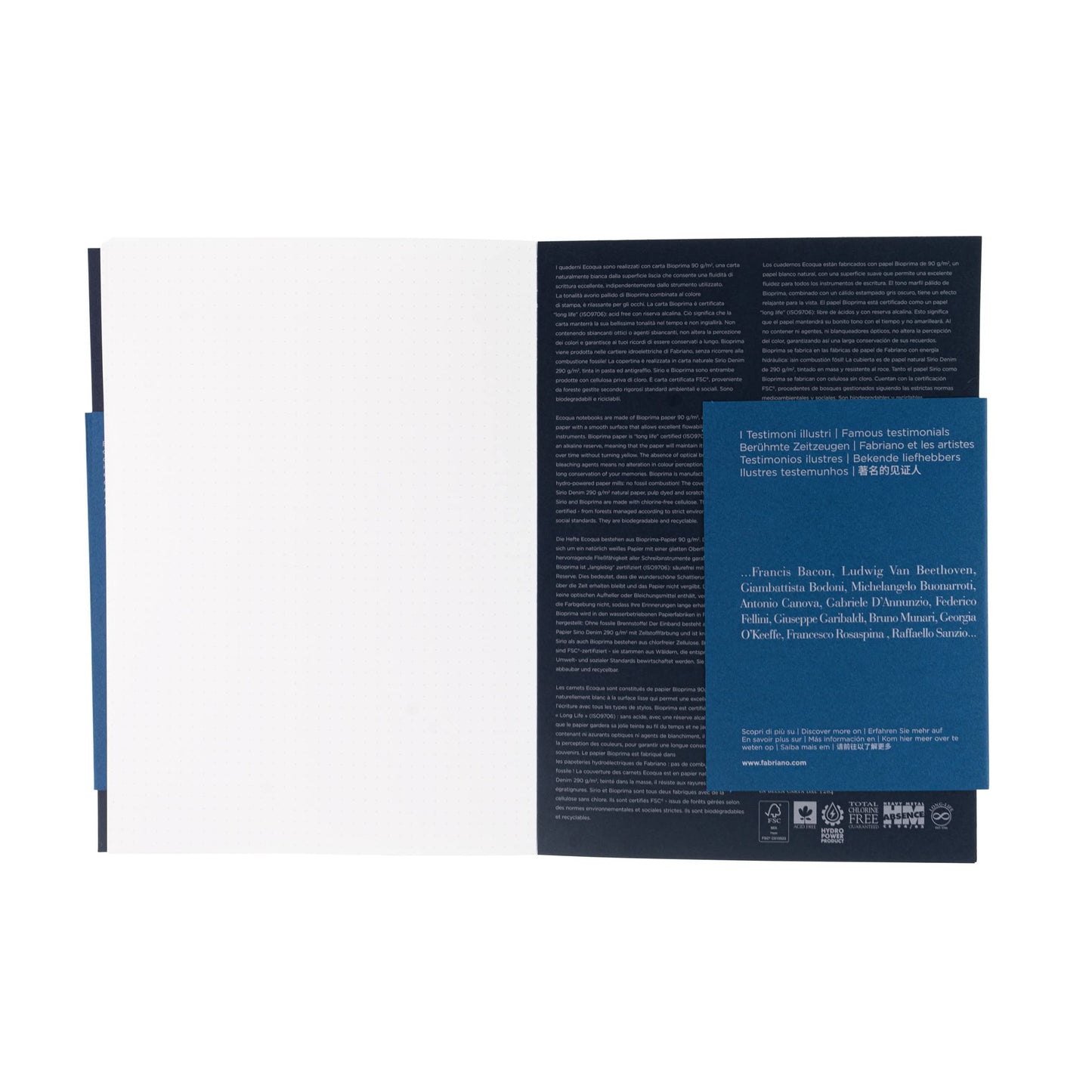 BLOCK FABRIANO ECOQUA PLUS GLUED A5 DOTS DARK BLUE 90 HOJAS 90G 561104