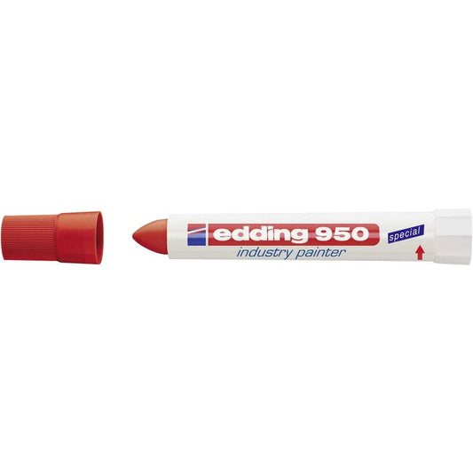 MARCADOR EDDING PASTA OPACA INDUSTRIAL PLÁSTICO P.CONICA 3-6MM ROJO 61-E-950-02