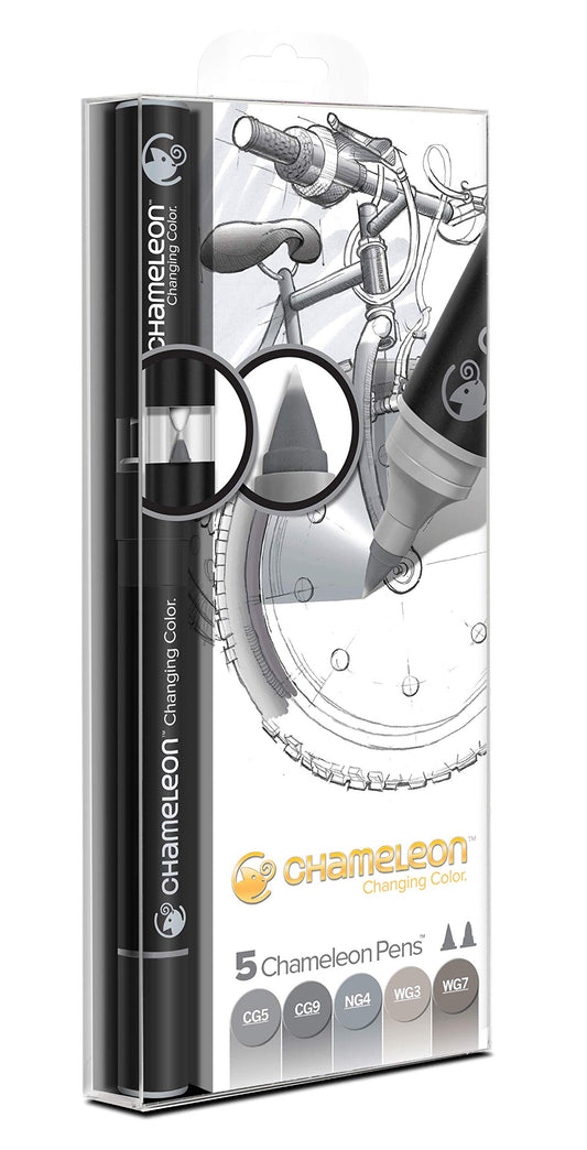 ROTULADORES CHAMELEON DOBLE PUNTA TONOS GRISES X 5 PZ ECHCT0509