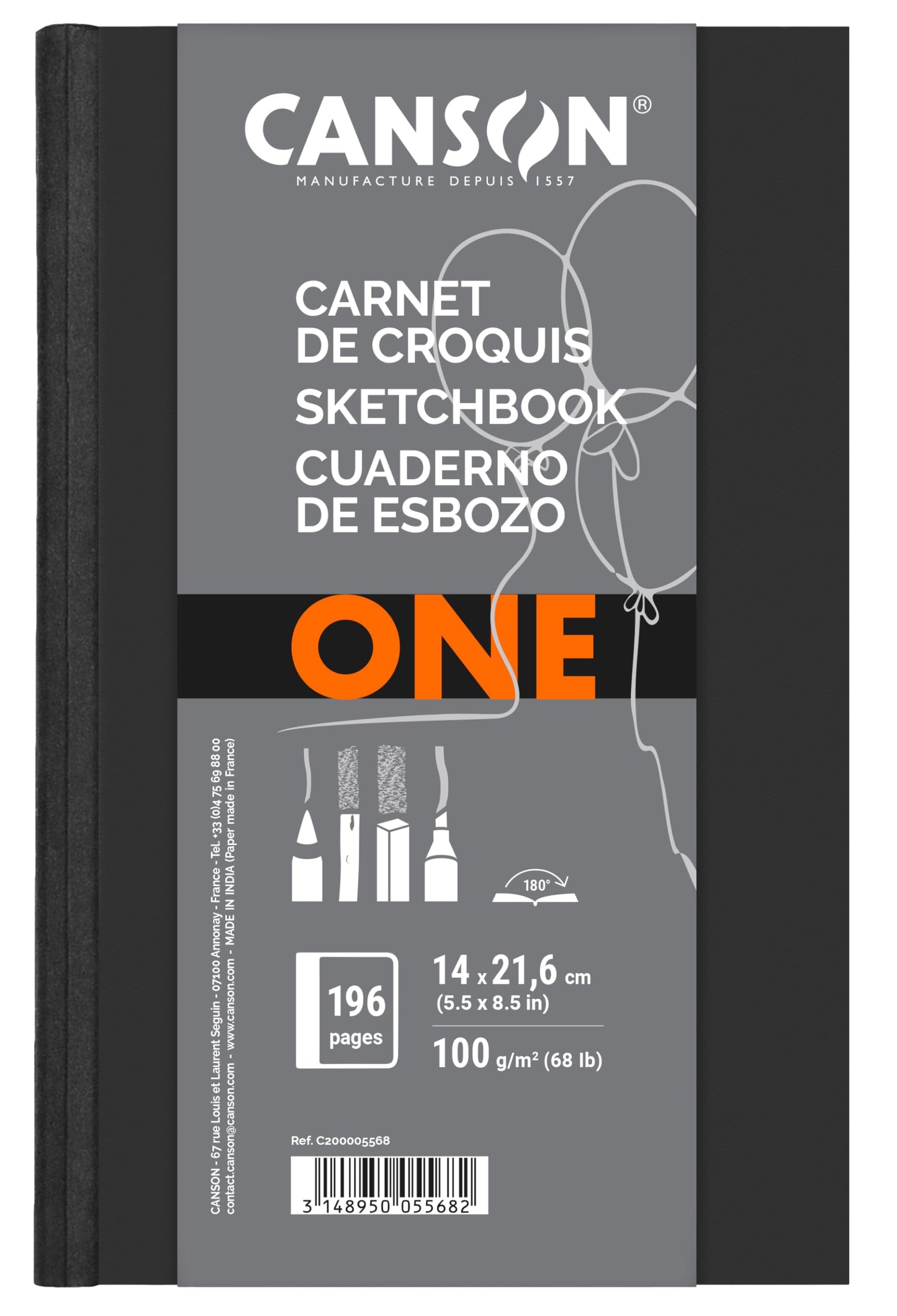 LIBRO CANSON ART BOOK ONE COSIDO 14X21,6 98HJ 100G 57531