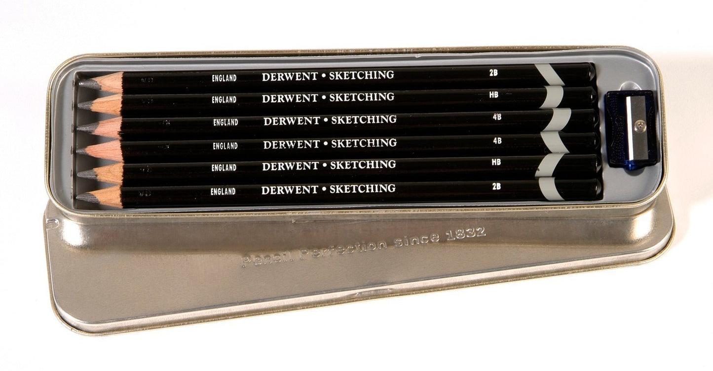 LAPICES GRAFITO DERWENT SKETCHING C6 CAJA MET. 21377