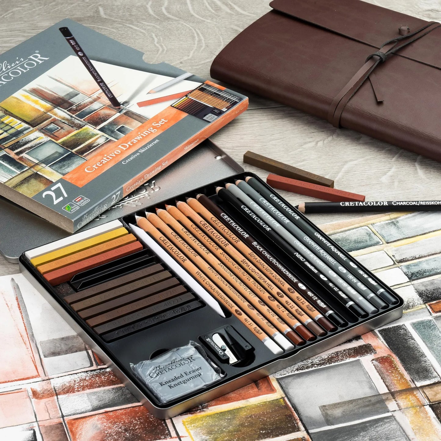 ESTUCHE CRETACOLOR CON LAPICES Y MATERIAL PARA ARTISTA CREATIVO EST.MET. CX27 ECC040031
