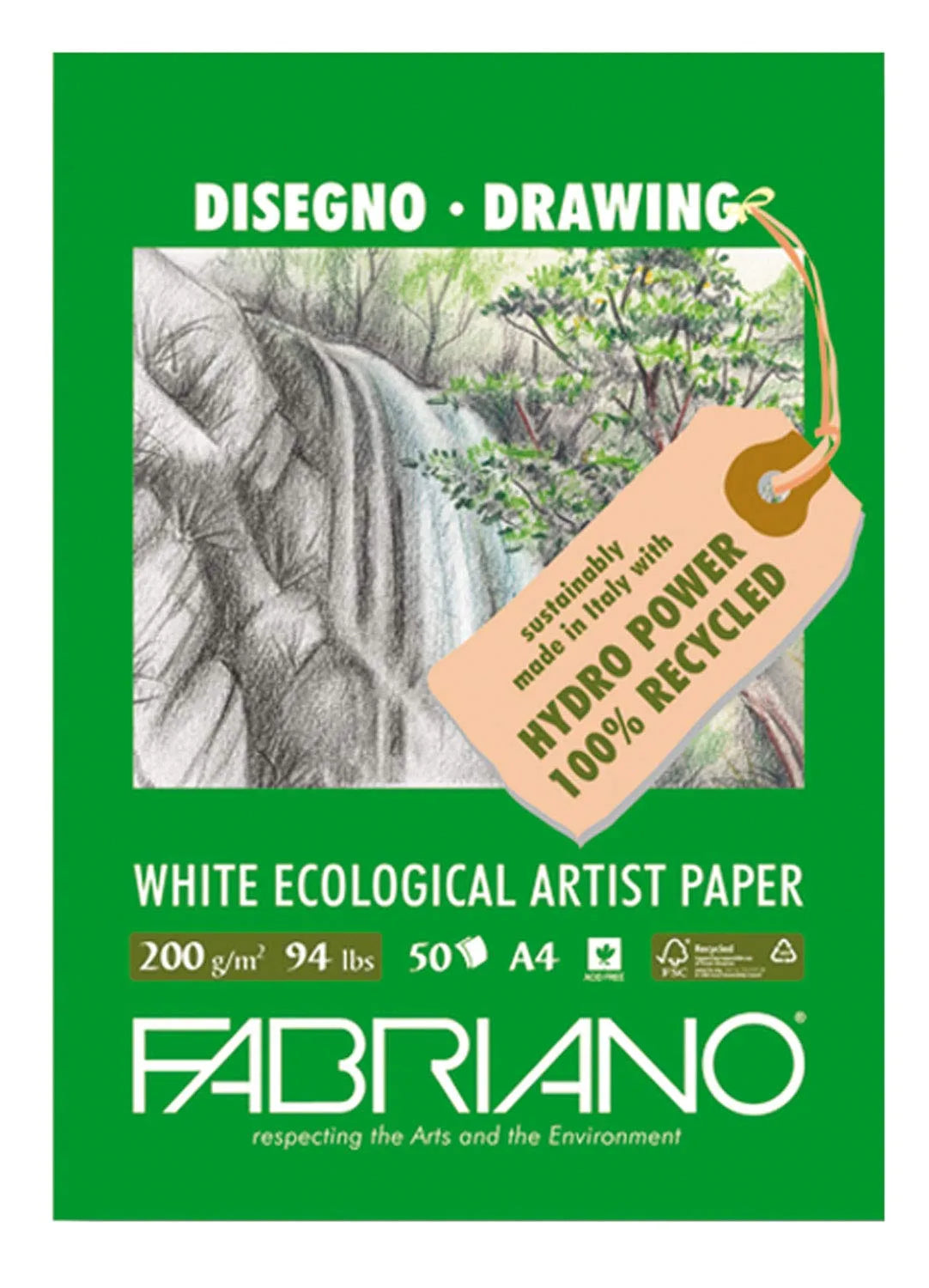BLOCK FABRIANO ECOLOGICO DEAWING 50H 29.7X42CM G200 559296
