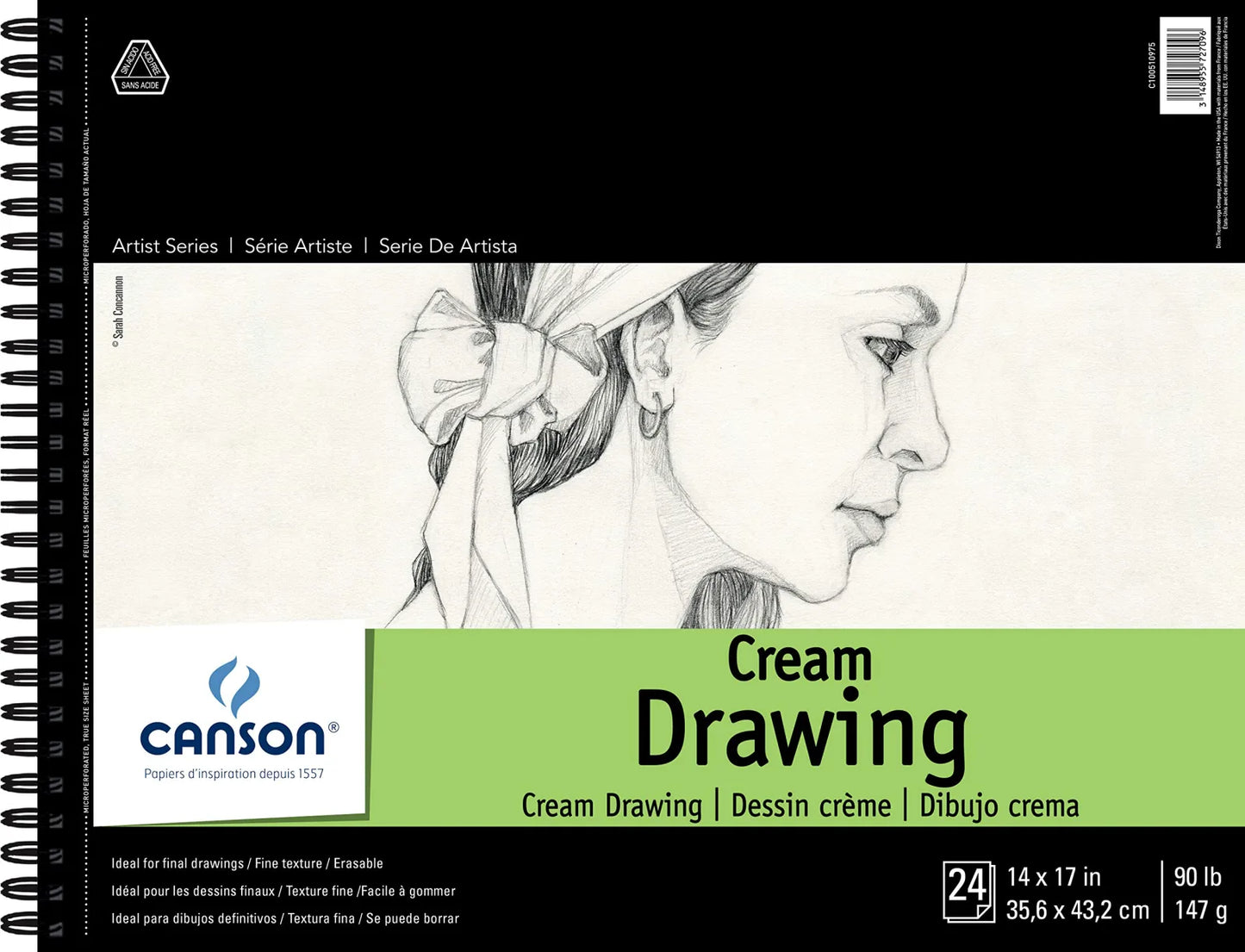 BLOCK CANSON 1557 CREAM DRAWING ESPIRAL 35X42.5 24H 147G 57522