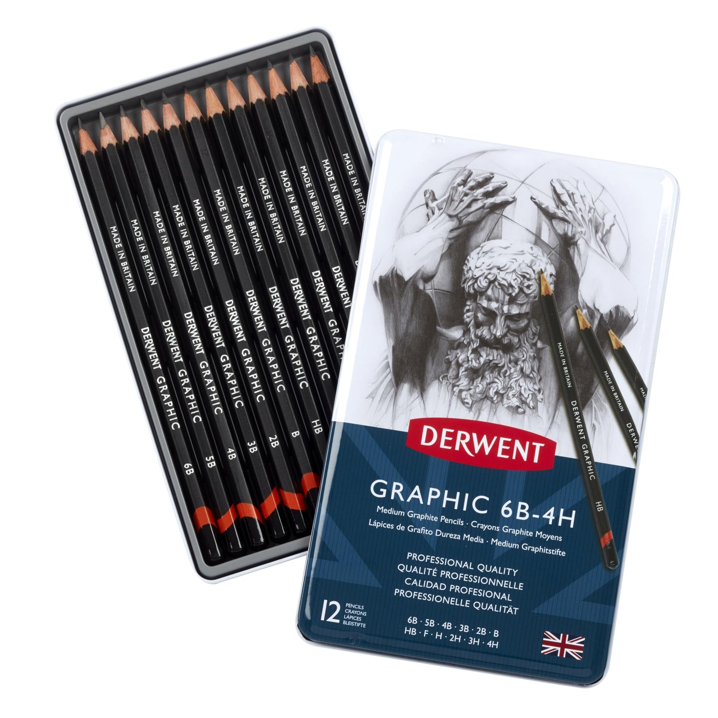 LAPICES GRAFITO DERWENT MEDIO C12 CAJA MET. 21284