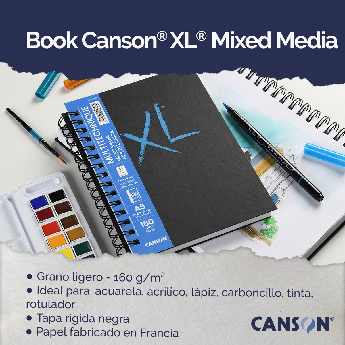 BLOCK CANSON BOOK XL MIX MEDIA A4 21X29.7CM 160G 120HJ 73707