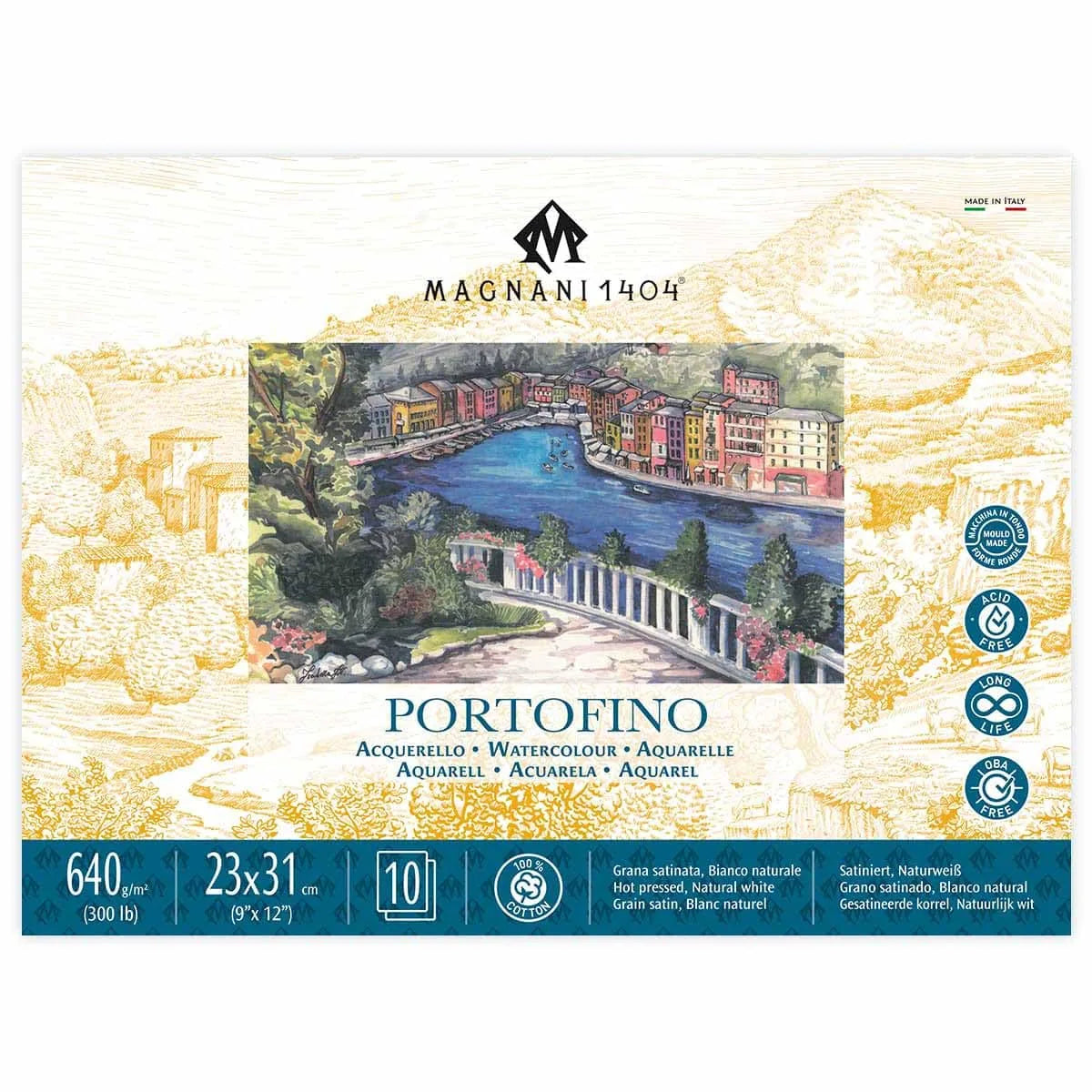 BLOCK MAGNANI ACUARELA PORTOFINO HP 23X31CM 640G 10H 100% ALG. 571262