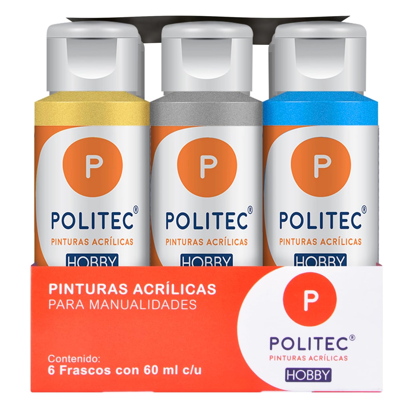 PINTURA POLITEC HOBBY METALICO Y FLOURESCENTE C6 DE 60ML 30892