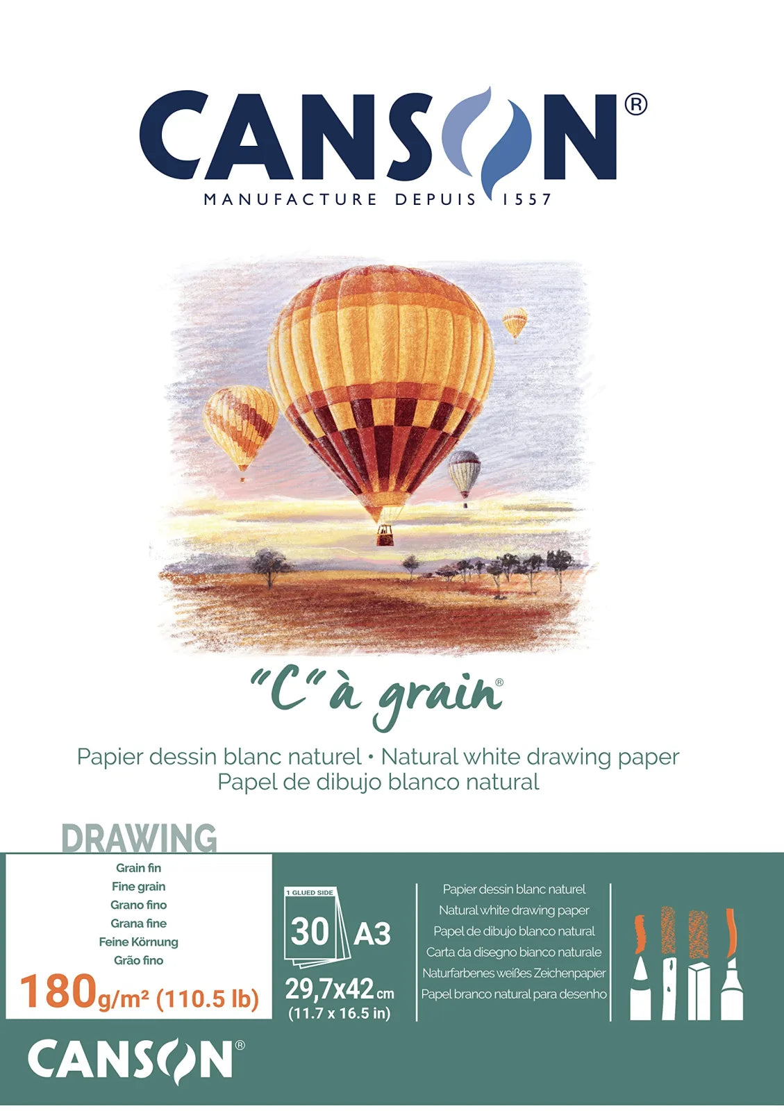 ALBUN CANSON CA GRAIN A3 29.7 X42CM 30HJ 180G 62957