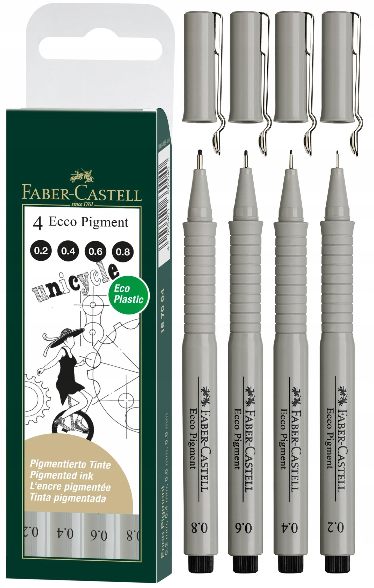 Estilografo FC Desechable Ecco Pigment (0.2 /0.4/0.6/0.8) x 4 167004