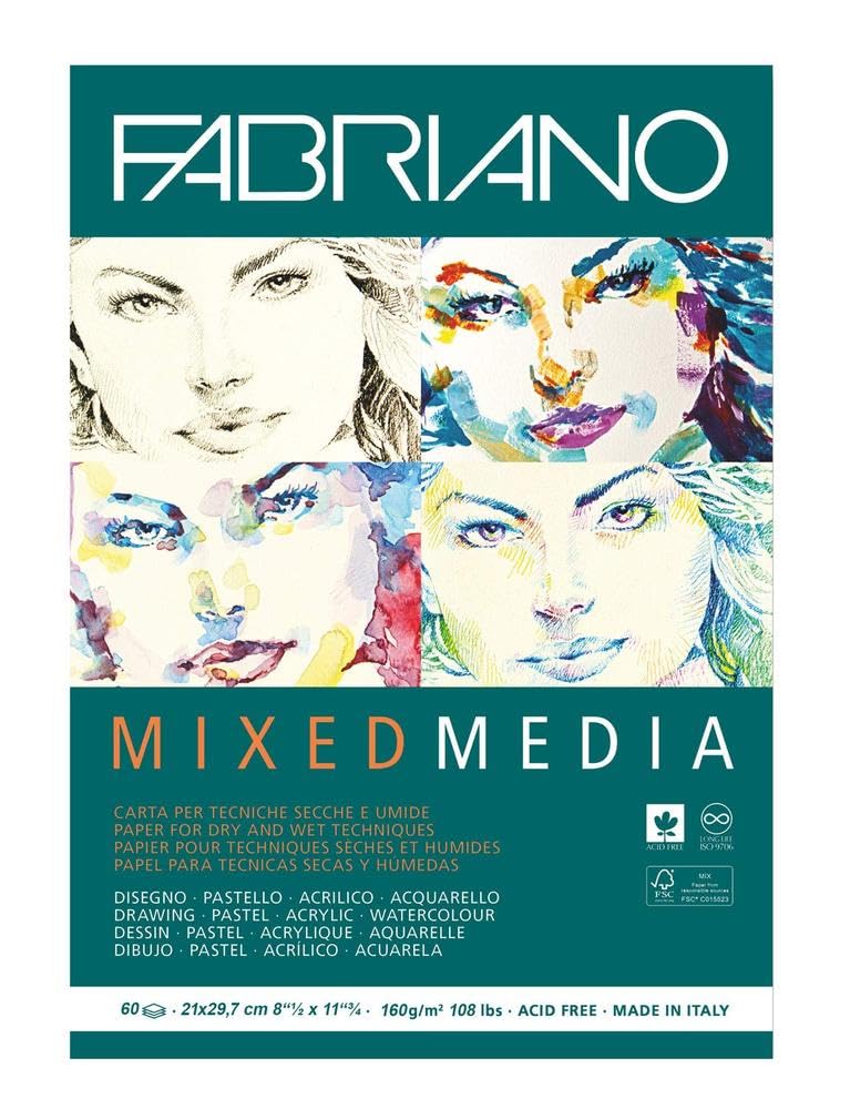 BLOCK FABRIANO MIXED MEDIA 60H 21X29.7CM G160 559440