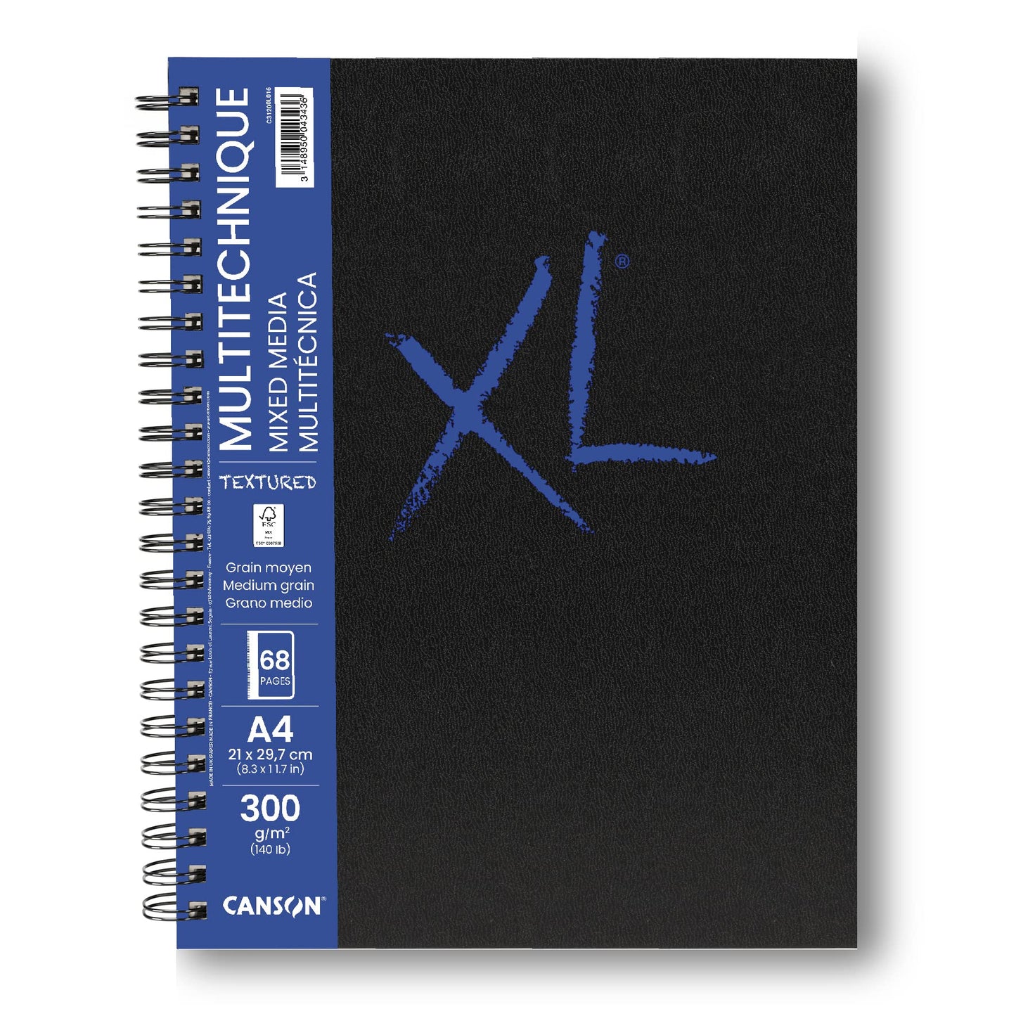CUADERNO CANSON BOOK XL MIX MEDIA TEXTURED A4 21X29.7CM 300G 68HJ 73705