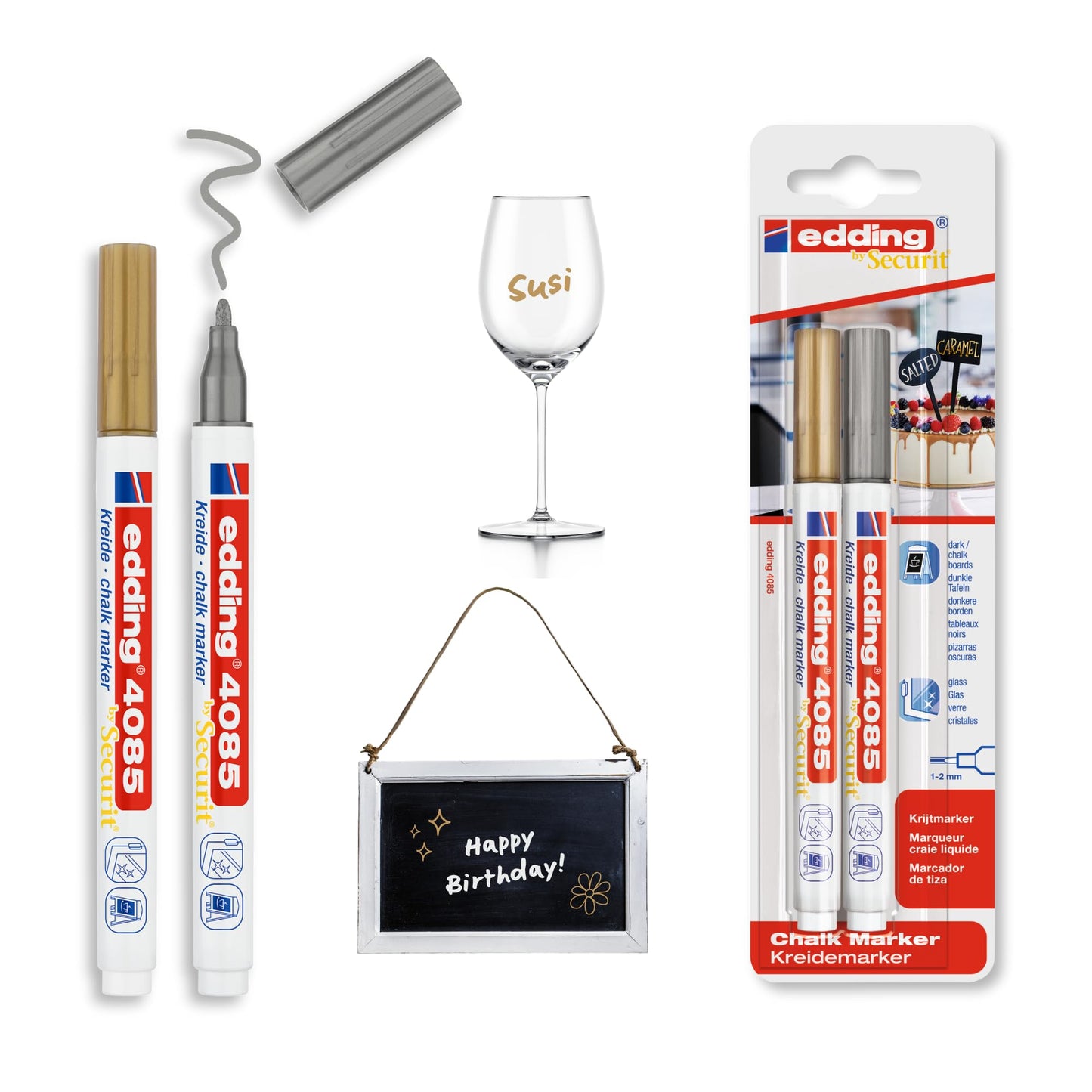 MARCADOR EDDING TIZA P/CRISTAL 1-2mm ORO X 2 61-E-4085/2-O/P