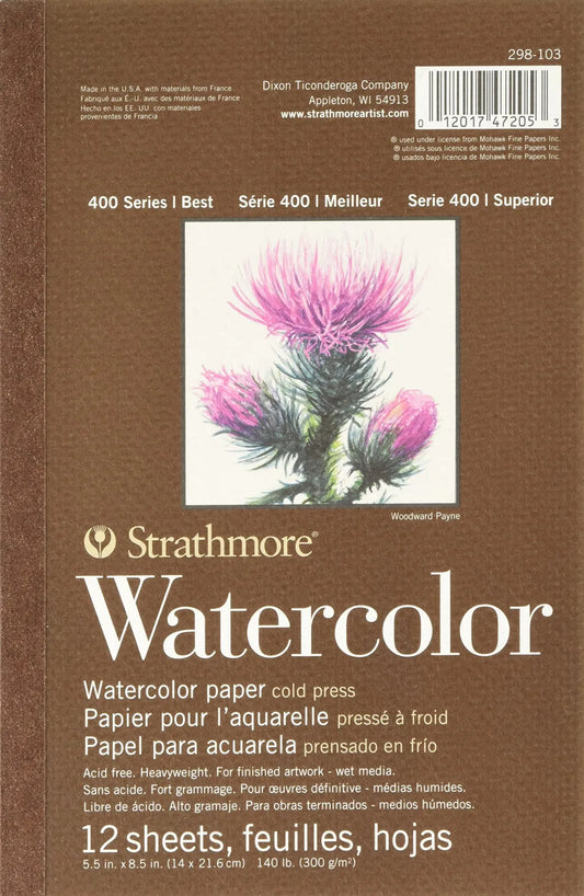 BLOCK STRATHMORE WATERCOLOR 14X21.6CM 300G 12H 79695
