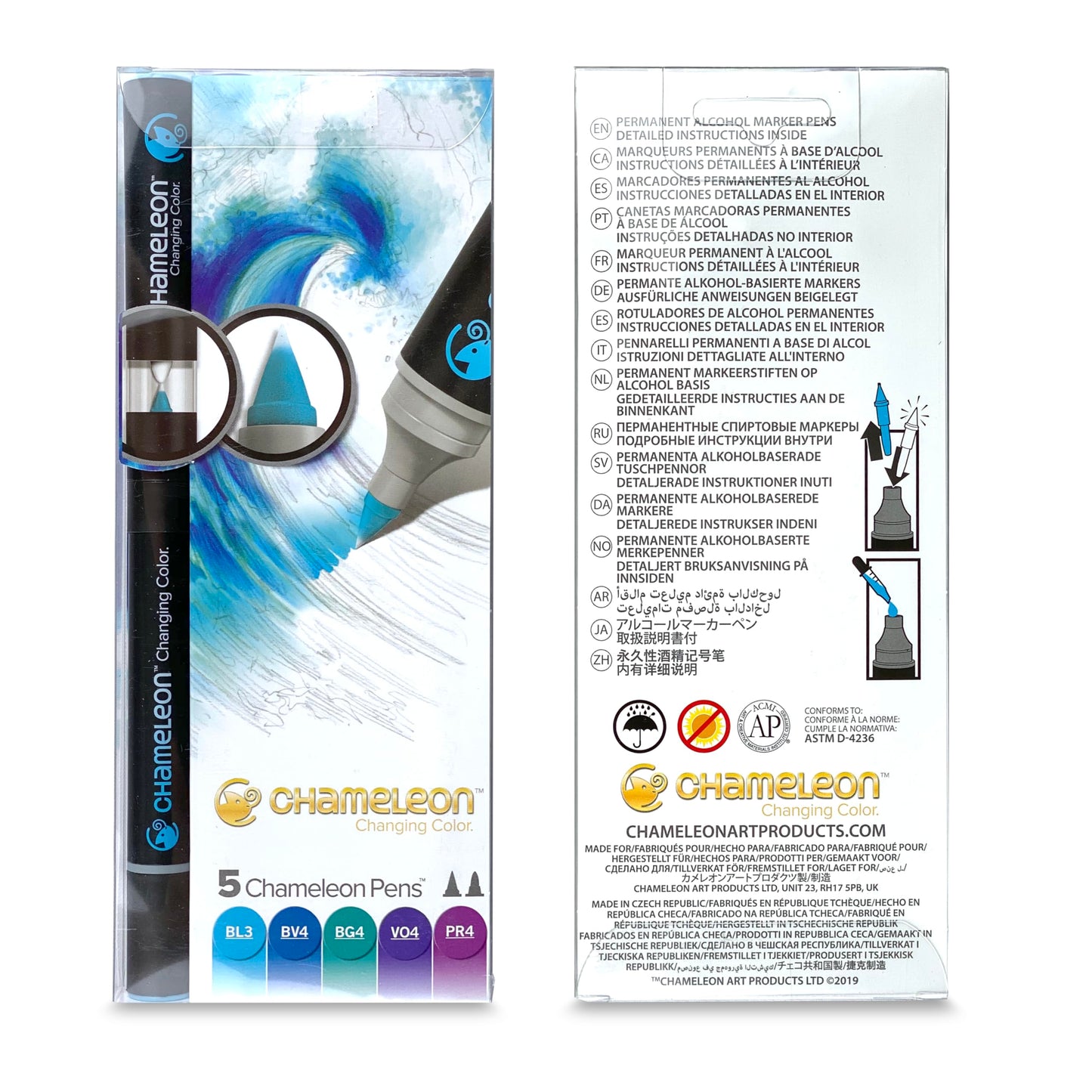 ROTULADORES CHAMELEON DOBLE PUNTA TONOS FRIOS X 5 PZ ECHCT0504
