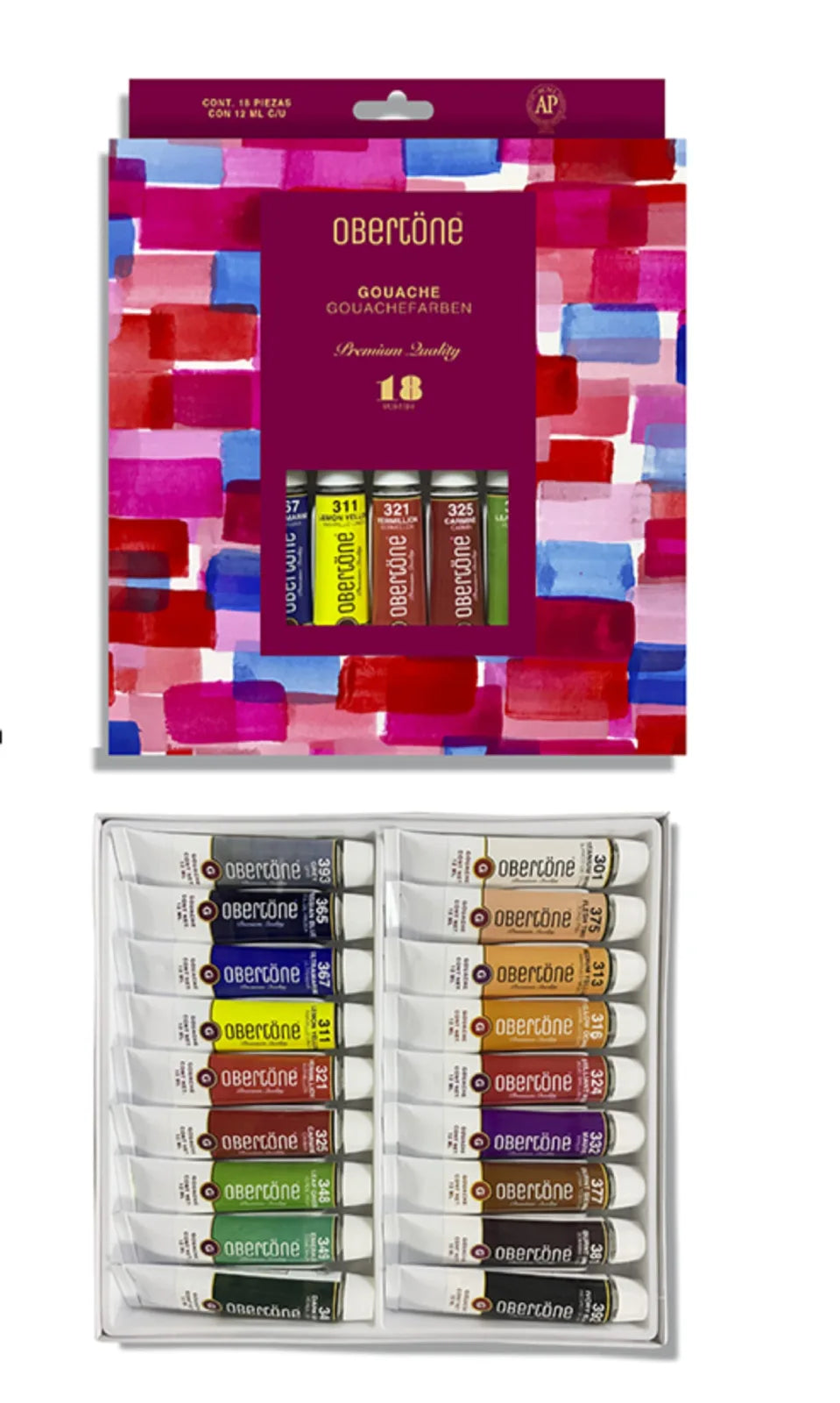 GOUACHE OBERTONE SET 18 TUBOS 12mL PREMIUM QUALITY 972418