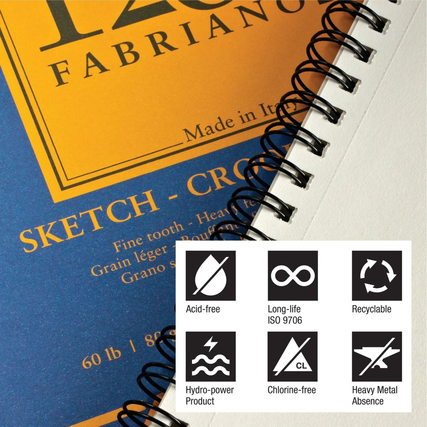 BLOCK FABRIANO 1264 SKETCH ESPIRAL 100H 3.5X 5 G80 557572