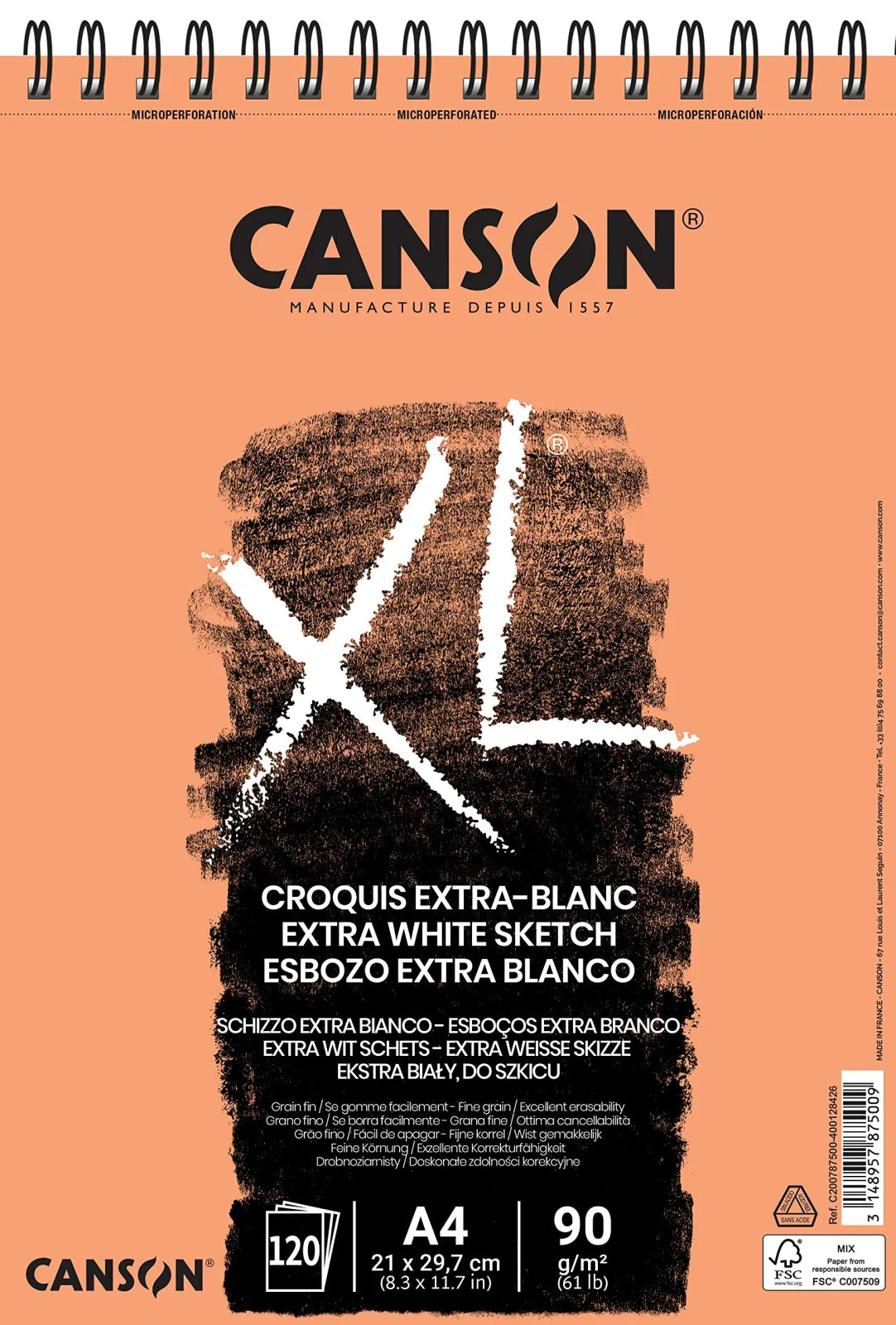 ALBUN CANSON XL EXTRA BLANCO A4 21X29.7 120H 90G SPP 62359