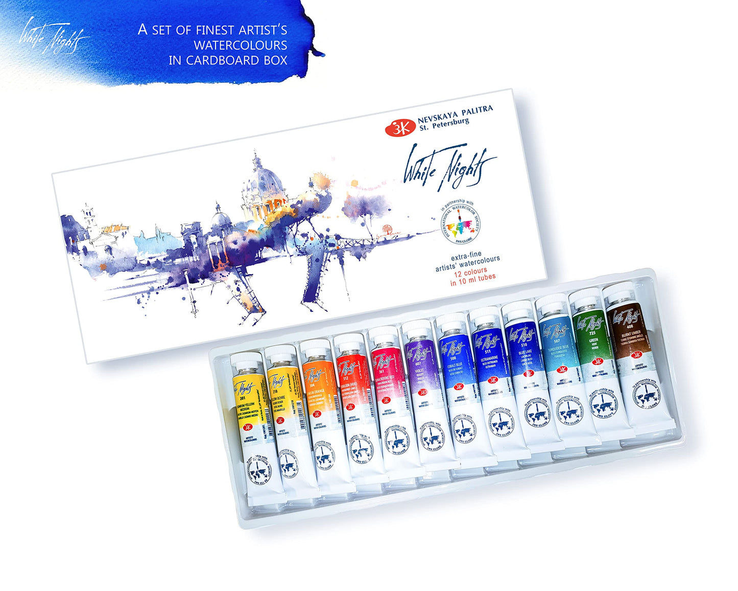 ACUARELAS WHITE NIGHT EDIC. IWS 12 TUBOS DE 10 ML EN CAJA DE CARTÓN 350011