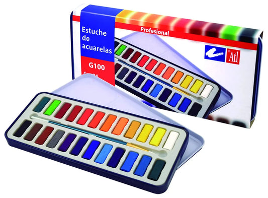 ACUARELA ATL C24 COLORES  PINCEL EST. MET. G100 20074
