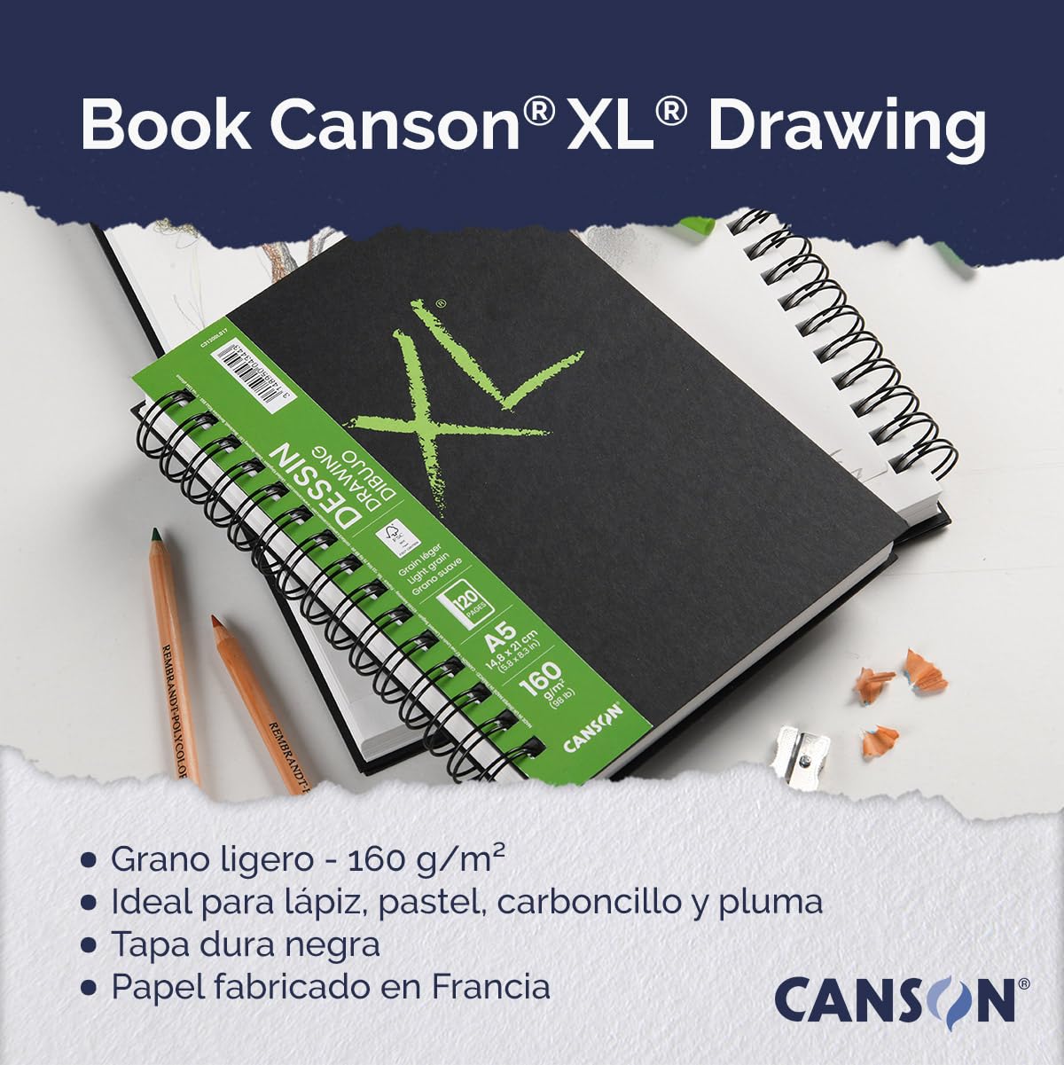 BLOCK CANSON BOOK XL DESSIN A5 14.8x21cm 160G 100HJ SGC 73708