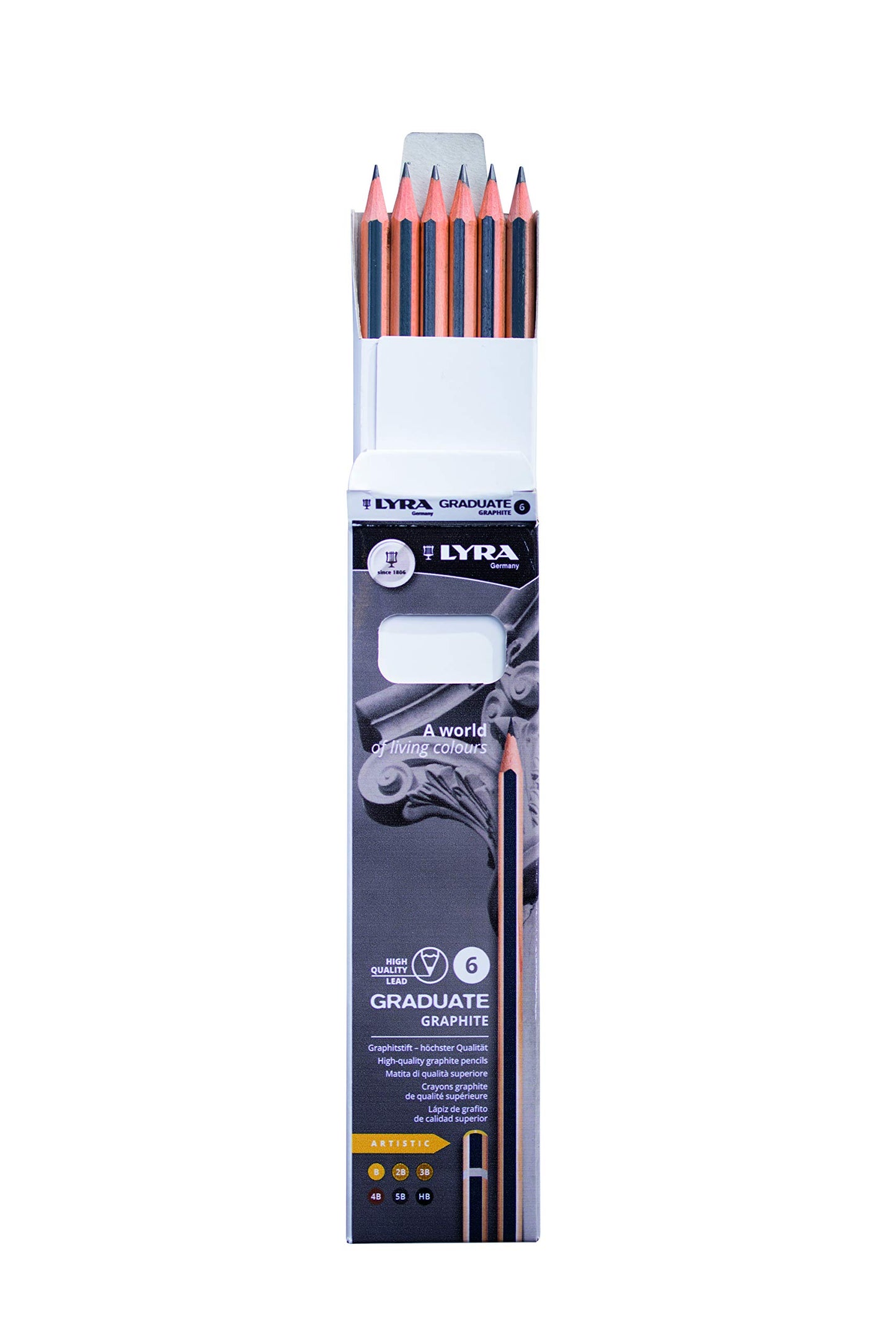 LAPICES LYRA GRADUATE GRAFITO X 6  (B,2B,3B,4B,5B,HB) PARA DIBUJO Y BOCETOS 76089