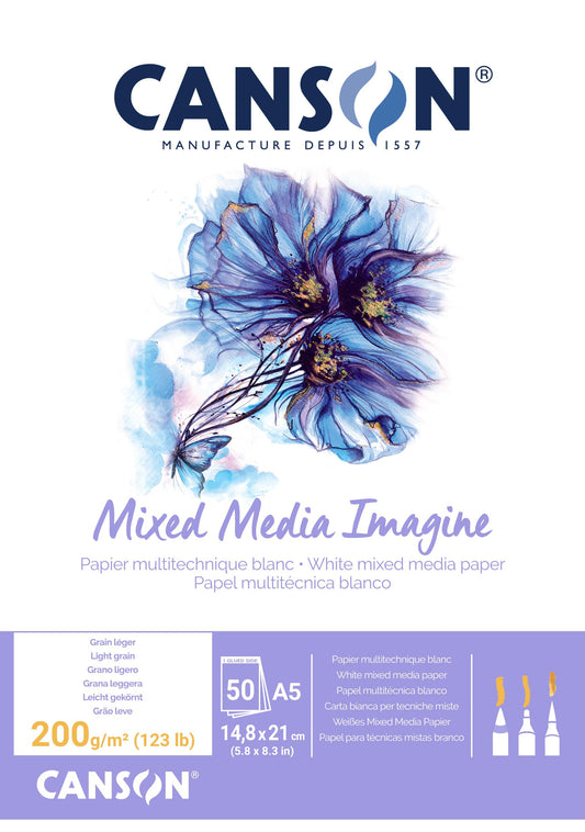 BLOCK CANSON IMAGINE MULTITECNICA A5 14.8 X 21 CM 200G 50HJ GF 61376