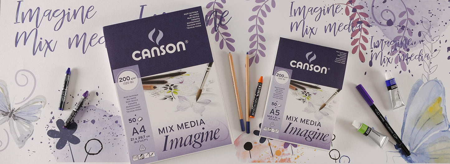 BLOCK CANSON IMAGINE MULTITECNICA A5 14.8 X 21 CM 200G 50HJ GF 61376