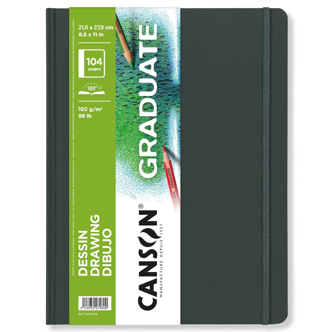 BLOCK CANSON GRADUATE DESSIN 21.6X27.9CM. 160GR GS RESISTENTE 52HJ 73717