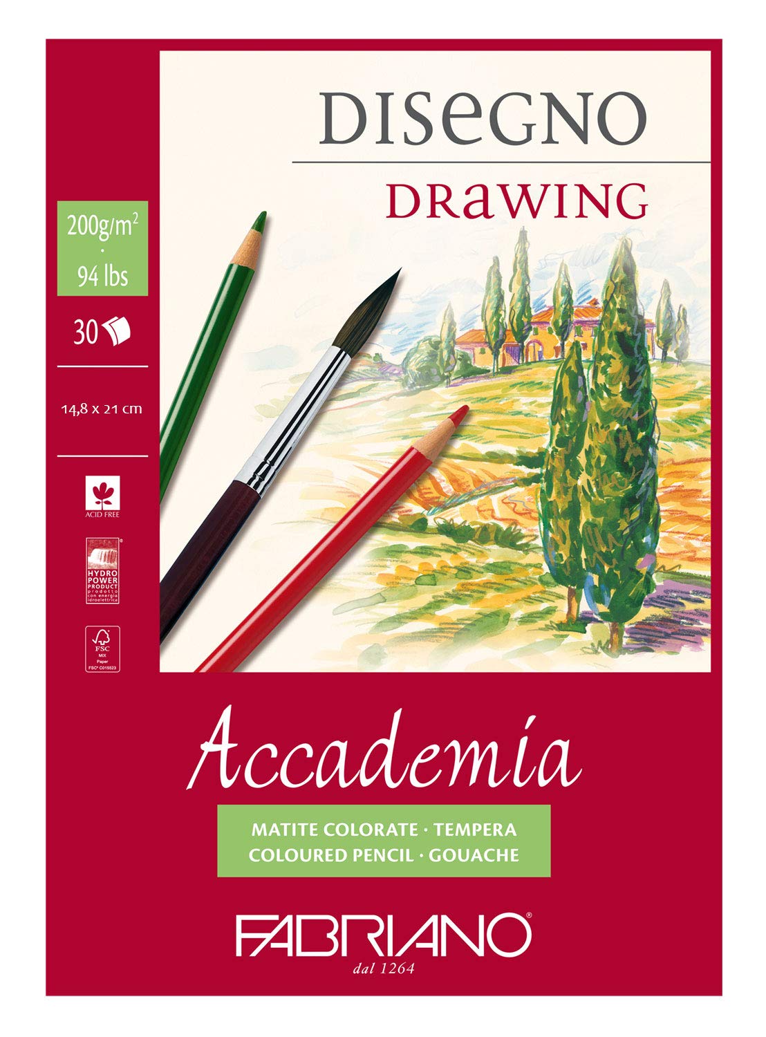 BLOCK FABRIANO ACADEMIA SKETCH 30H 14.8X21CM G200 558422