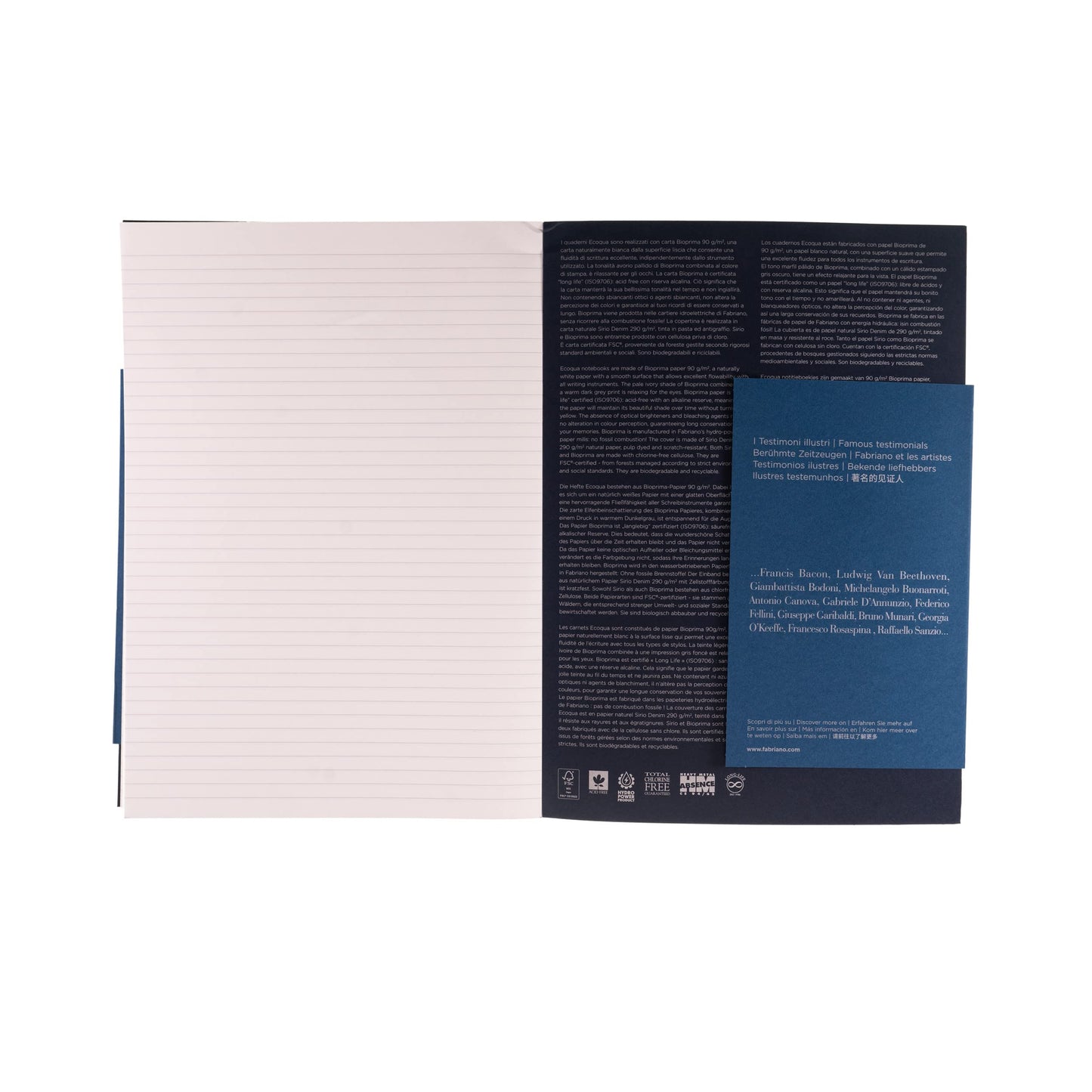 BLOCK FABRIANO ECOQUA PLUS GLUED A4 LINES DARK BLUE 90 HOJAS 90G 561504