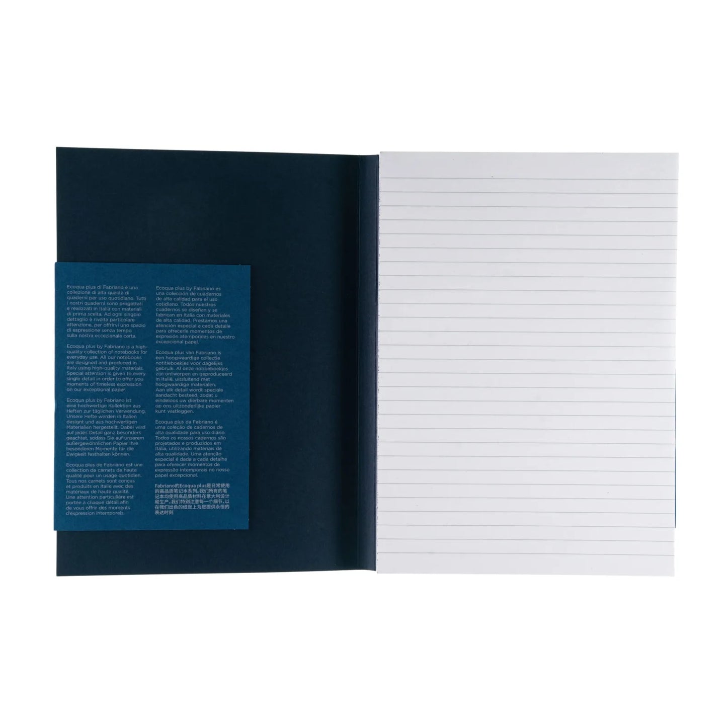 BLOCK FABRIANO ECOQUA PLUS GLUED A5 LINES DARK BLUE 90 HOJAS 90G 561404