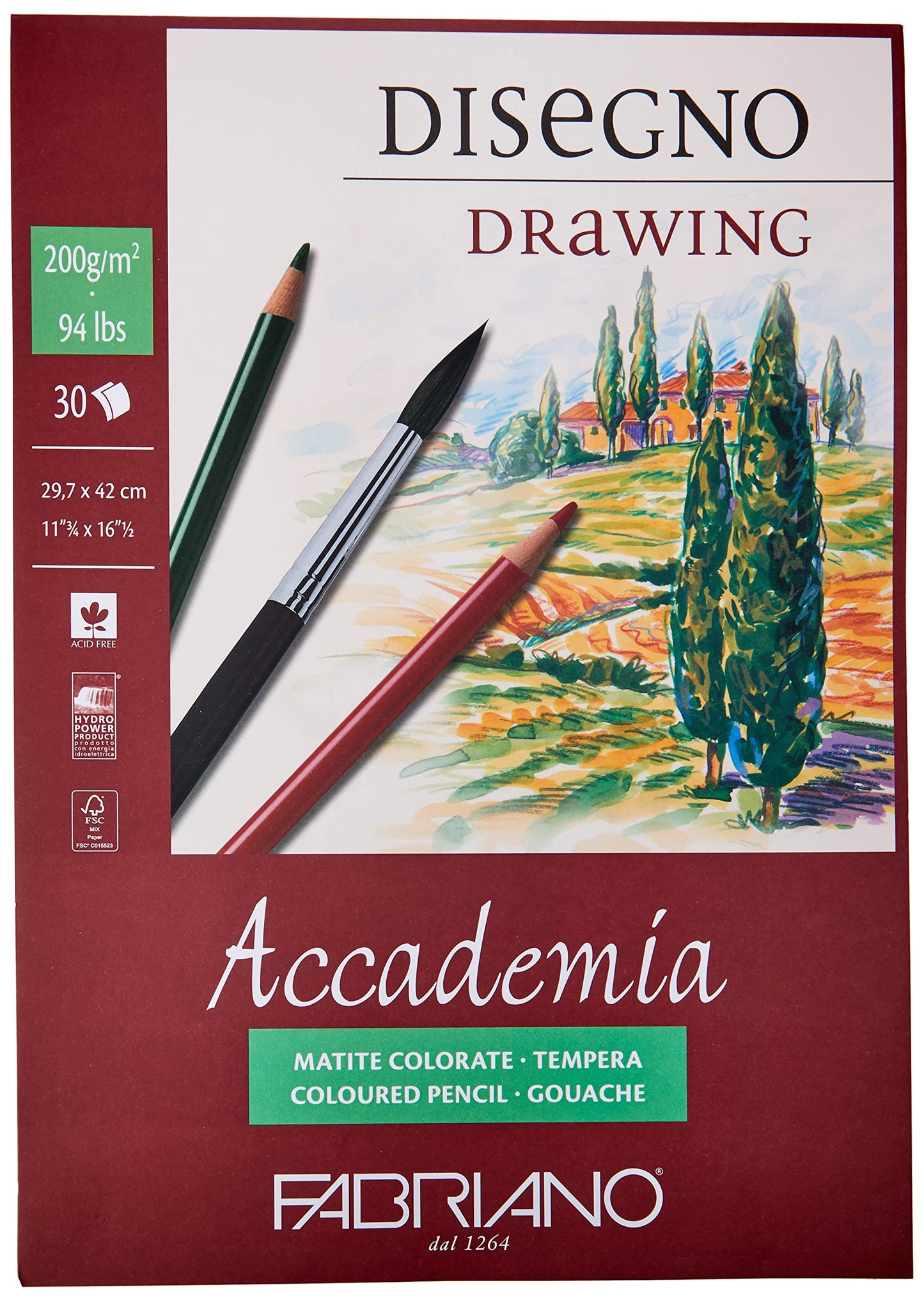 BLOCK FABRIANO ACADEMIA DRAWING 30H 29.7X42CM G200 558943