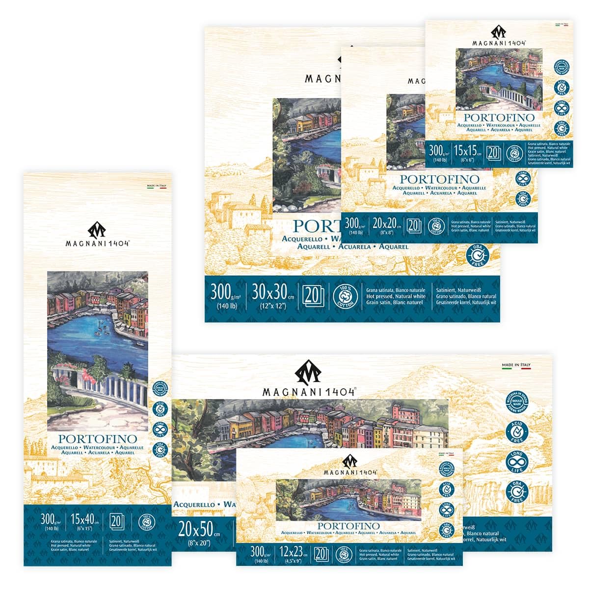 BLOCK MAGNANI ACUARELA PORTOFINO HP 12X23cm 300g 20H 100% alg. 571230