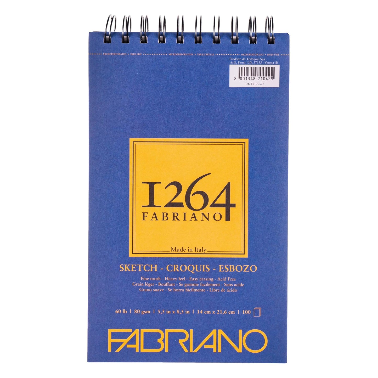 BLOCK FABRIANO 1264 SKETCH ESPIRAL 100H 5.5X8.5 G 80 557573