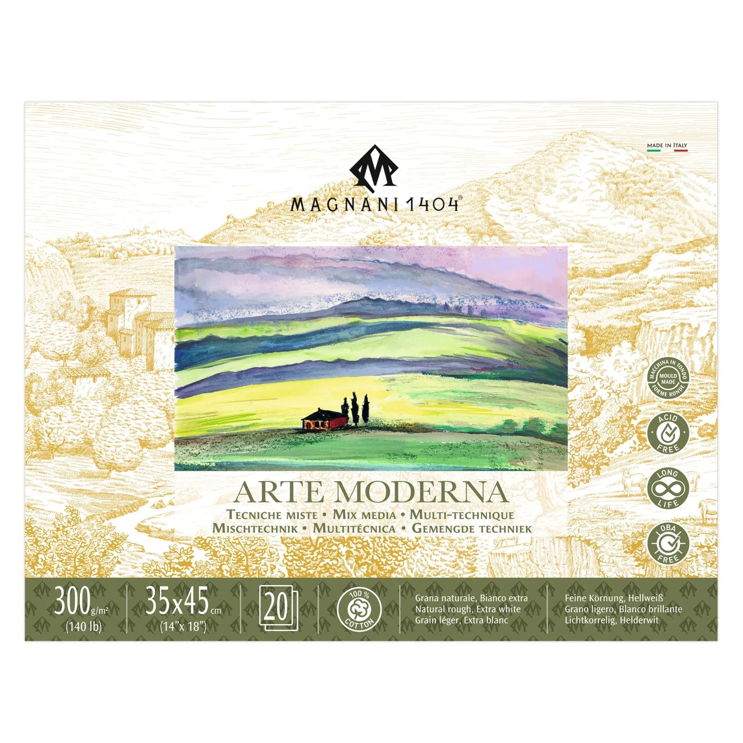 BLOCK MAGNANI MIXED MEDIA ARTE MODERNA 35X45CM 300G 20H 100% ALG. 571434